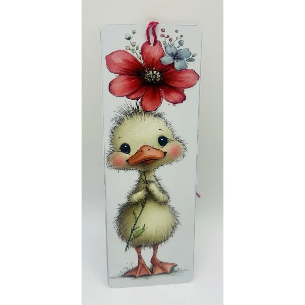 Cute Baby Duck Aluminum Bookmark With Tassel. 6X2
